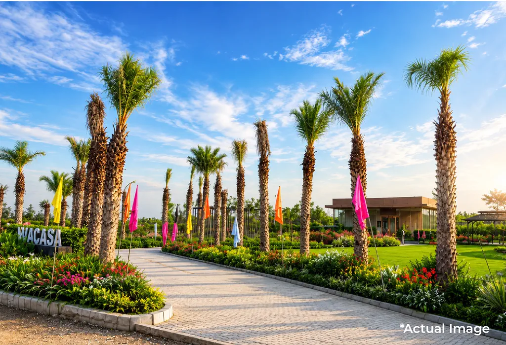 AVACASA by Lumora Estates, landscaped walkway: actual image supplied by the developer